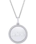 Diamond Believe Disc 22 Pendant Necklace (1/10 Ct. T.w.) In Sterling Silver