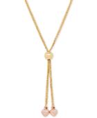 Two-tone Heart Lariat Necklace In 14k Gold And Rose Gold