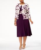 Jessica Howard Plus Size Dress And Printed Jacket