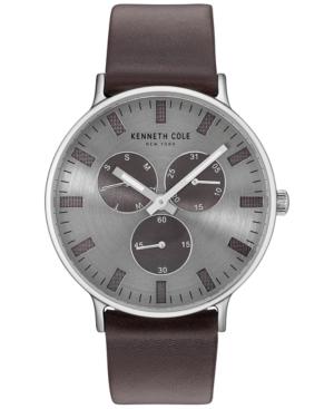 Kenneth Cole New York Men's Brown Leather Strap Watch 46mm Kc14946001