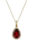 Garnet (4-3/4 Ct. T.w.) And Diamond (1/4 Ct. T.w.) Pendant Necklace In 14k Gold