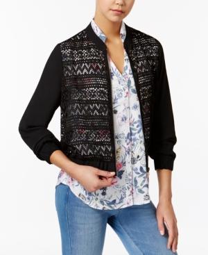 Bcx Juniors' Lace-front Bomber Jacket