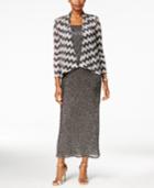 R & M Richards Metallic Crinkled Dress And Chevron Jacket