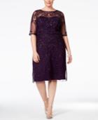 Adrianna Papell Plus Size Short-sleeve Beaded Dress