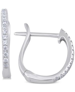 Arabella Swarovski Zirconia Huggie Hoop Earrings In 14k White Gold