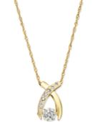 Diamond Crisscross Pendant Necklace (1/5 Ct. T.w.) In 14k Gold