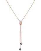 Guess Rose Gold-tone Dark Imitation Pearl And Pave Lariat Necklace