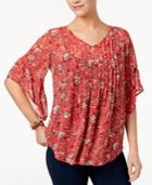 Style & Co Printed Pleated Top Available In Regular & Petite Sizes, Created For Macy's