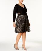 Xscape Plus Size Illusion 3-d Flower Dress