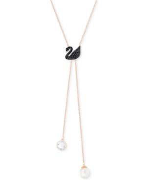 Swarovski Rose Gold-tone Crystal Swan Lariat Necklace