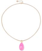 Guess Gold-tone Large Pink Stone Long Length Pendant Necklace