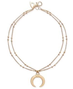 Thalia Sodi Gold-tone Horn Charm Double-row Ankle Bracelet, Created For Macy's