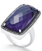Paul & Pitu Naturally Silver-tone Pave & Purple Stone Ring