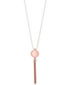 Kenneth Cole New York Rose Gold-tone Pink Stone Tassel Lariat Necklace