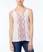 Sanctuary Yadira Embroidered Lace-up Top