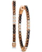 Le Vian Chocolate Layer Cake Blackberry Diamonds, Chocolate Diamonds & Nude Diamonds In & Out Hoop Earrings (2-9/10 Ct. T.w.) In 14k Rose Gold