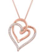 Diamond Intertwining Hearts 18 Pendant Necklace (1/10 Ct. T.w.) In 14k Rose Gold-plate