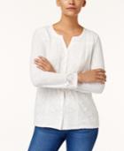 Style & Co Lace-trim Knit Top, Created For Macy's