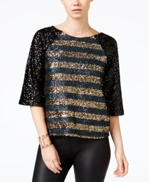 Chelsea Sky Elbow-sleeve Sequin Top, Only At Macy's