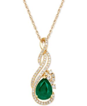 Emerald (1-1/10 Ct. T.w.) And Diamond (1/5 Ct. T.w.) Pendant Necklace In 14k Gold