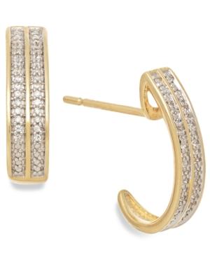 Diamond Accent Two-row C-hoop Earrings In 10k Gold
