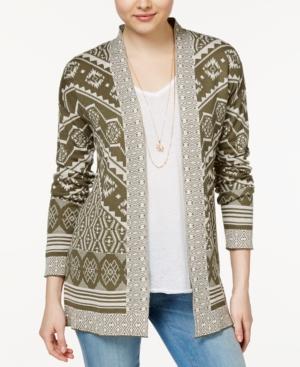 Hippie Rose Juniors' Printed Open-front Cardigan