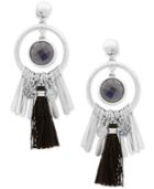 Lucky Brand Silver-tone Reversible Stone & Tassel Orbital Drop Earrings, A Macy's Exclusive Style