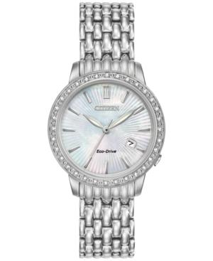 Citizen Women's Eco-drive Diamond Accent Stainless Steel Bracelet Watch 29mm Ew2280-58d