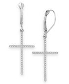 Wrapped Diamond Cross Earrings In 10k White Gold (1/5 Ct. T.w.), Created For Macy's