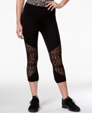 Material Girl Active Juniors' Lace-inset Cropped Leggings, Only At Macy's