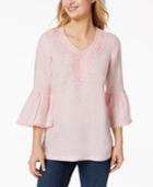 Charter Club Linen Embellished Caftan Top, Created For Macy's