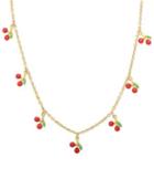 Lily Nily Children's Enamel Cherry Charm Necklace In 18k Gold Over Sterling Silver