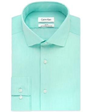 Calvin Klein Steel Slim-fit Non-iron Performance Fineline Stripe Dress Shirt