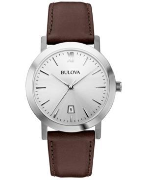 Bulova Unisex Dark Brown Leather Strap Watch 38mm 96b217