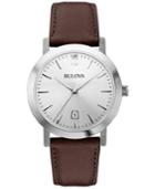 Bulova Unisex Dark Brown Leather Strap Watch 38mm 96b217