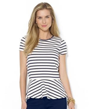 Lauren Ralph Lauren Short-sleeve Striped Peplum Top