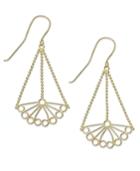 14k Gold Earrings, Filigree Chain Drop Earrings