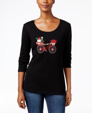 Karen Scott Holiday Bike Graphic Top, Only At Macy's