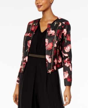 Thalia Sodi Printed Faux-leather Moto Jacket, Created For Macy's