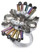 I.n.c. Silver-tone Crystal, Stone & Iridescent Bead Statement Ring, Created For Macy's