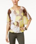 Alfani Petite Printed Mesh Blouson Top, Only At Macy's