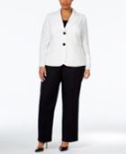 Le Suit Plus Size Glazed Melange Coolorblocked Two-button Pantsuit