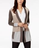 Charter Club Petite Cashmere Colorblocked Cardigan, Created For Macy's