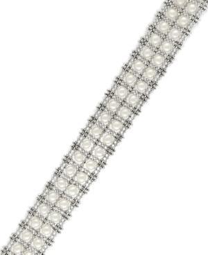 Cultured Freshwater Pearl Two-row Tennis Bracelet In Sterling Silver (3-1/2mm)