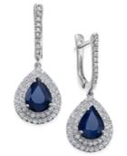 Blue Sapphire (5 Ct. T.w.) & White Sapphire (1 Ct. T.w.) Drop Earrings In 14k White Gold