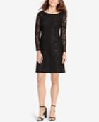 American Living Sequined Floral-lace Dress