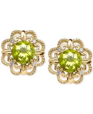 Peridot Floral Stud Earrings (1-1/10 Ct. T.w.) In 14k Gold
