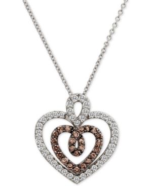 Le Vian Chocolatier Diamond Double Heart Pendant Necklace (9/10 Ct. T.w.) In 14k White Gold