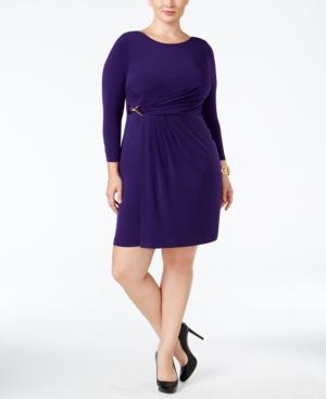 Calvin Klein Plus Size Faux-wrap Buckle Dress