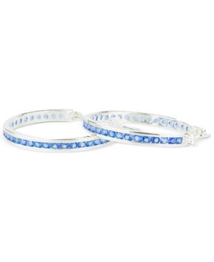 Blue Topaz (1 9/10 C.t.t.w.) Channel-set Hoop Earrings In Sterling Silver